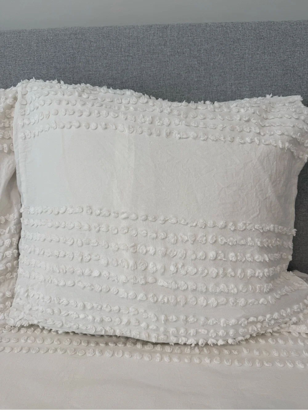 West Elm White Textured Duvet Cover with Pillow Shams